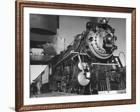 Locomotive of Train at Water Stop During President Franklin D. Roosevelt's Trip to Warm Springs-Margaret Bourke-White-Framed Premium Photographic Print