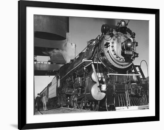 Locomotive of Train at Water Stop During President Franklin D. Roosevelt's Trip to Warm Springs-Margaret Bourke-White-Framed Premium Photographic Print