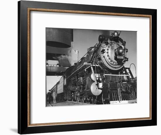 Locomotive of Train at Water Stop During President Franklin D. Roosevelt's Trip to Warm Springs-Margaret Bourke-White-Framed Photographic Print