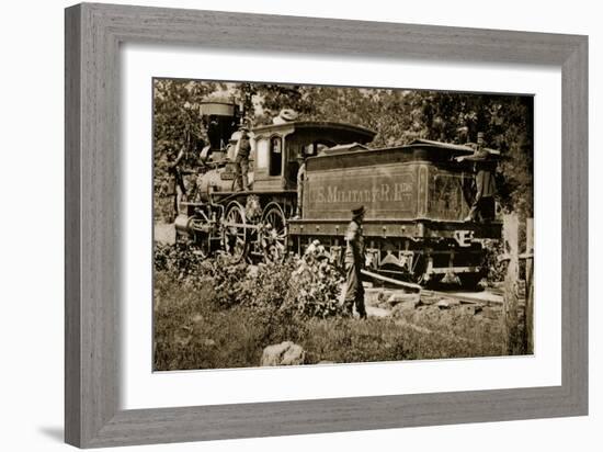 Locomotive on the United States Military Railroad, 1861-65-Mathew Brady-Framed Giclee Print