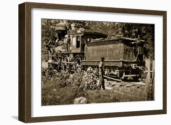 Locomotive on the United States Military Railroad, 1861-65-Mathew Brady-Framed Giclee Print