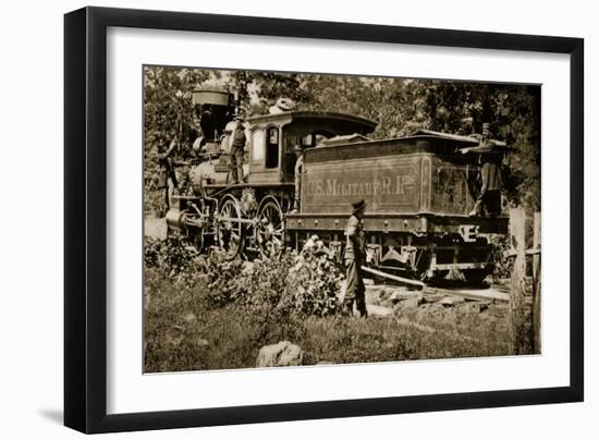 Locomotive on the United States Military Railroad, 1861-65-Mathew Brady-Framed Giclee Print