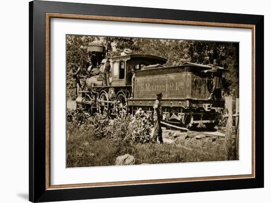 Locomotive on the United States Military Railroad, 1861-65-Mathew Brady-Framed Giclee Print