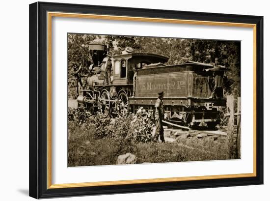 Locomotive on the United States Military Railroad, 1861-65-Mathew Brady-Framed Giclee Print