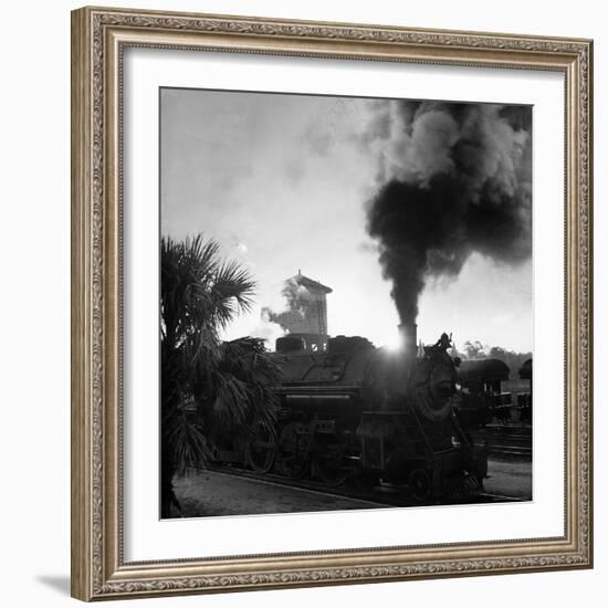 Locomotive Rolling Into Junction at Sunrise-Alfred Eisenstaedt-Framed Photographic Print