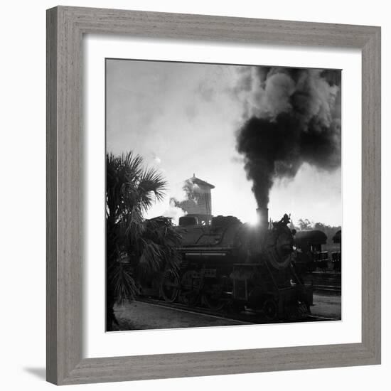 Locomotive Rolling Into Junction at Sunrise-Alfred Eisenstaedt-Framed Photographic Print