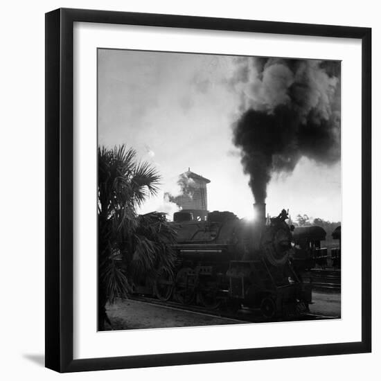 Locomotive Rolling Into Junction at Sunrise-Alfred Eisenstaedt-Framed Photographic Print