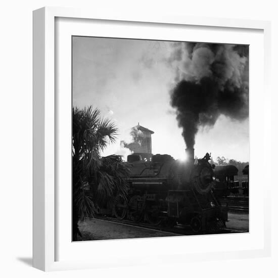 Locomotive Rolling Into Junction at Sunrise-Alfred Eisenstaedt-Framed Photographic Print