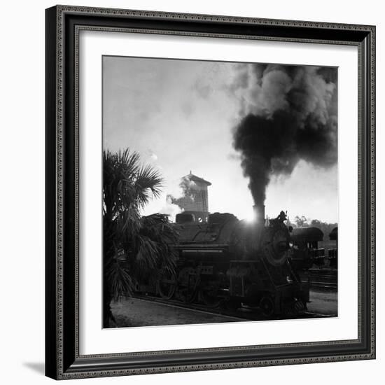 Locomotive Rolling Into Junction at Sunrise-Alfred Eisenstaedt-Framed Photographic Print