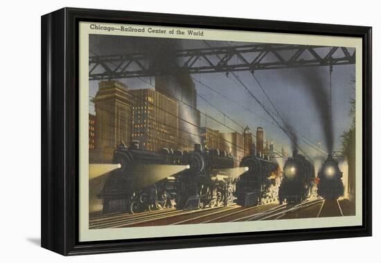 Locomotives, Chicago, Illinois-null-Framed Stretched Canvas