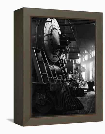 Locomotives in Roundhouse-Jack Delano-Framed Premier Image Canvas