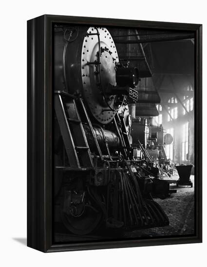 Locomotives in Roundhouse-Jack Delano-Framed Premier Image Canvas