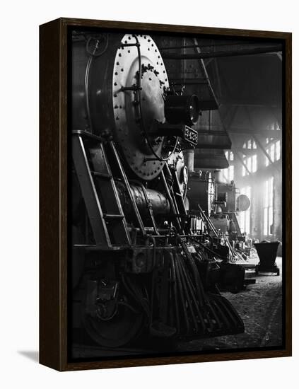 Locomotives in Roundhouse-Jack Delano-Framed Premier Image Canvas