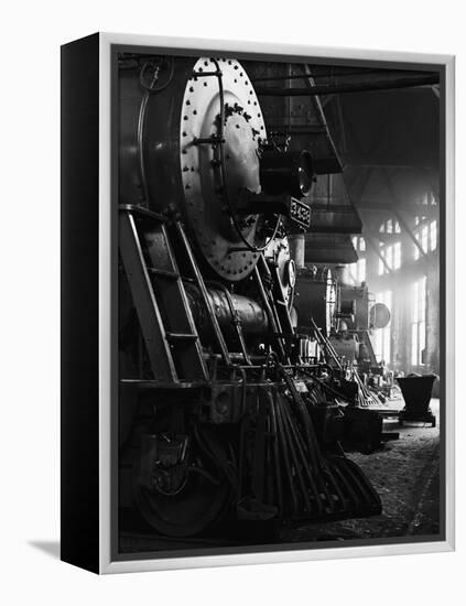 Locomotives in Roundhouse-Jack Delano-Framed Premier Image Canvas