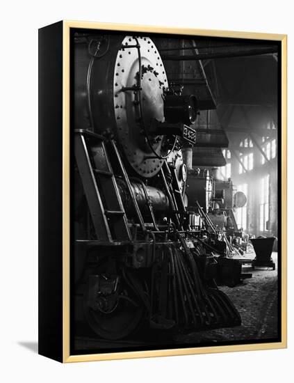 Locomotives in Roundhouse-Jack Delano-Framed Premier Image Canvas