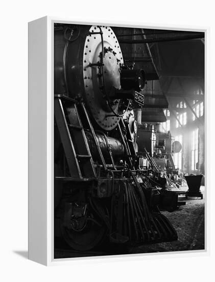 Locomotives in Roundhouse-Jack Delano-Framed Premier Image Canvas