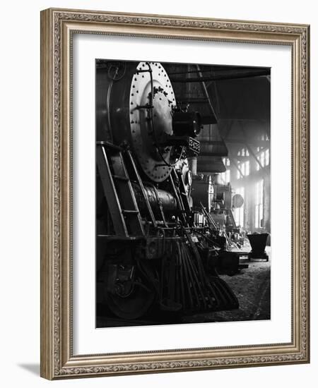 Locomotives in Roundhouse-Jack Delano-Framed Photographic Print