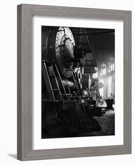 Locomotives in Roundhouse-Jack Delano-Framed Photographic Print