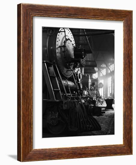 Locomotives in Roundhouse-Jack Delano-Framed Photographic Print