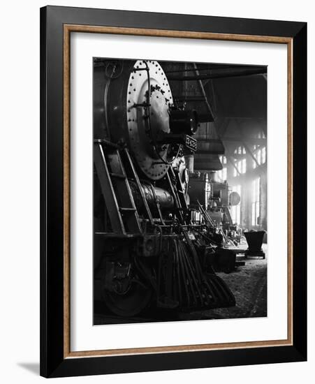 Locomotives in Roundhouse-Jack Delano-Framed Photographic Print