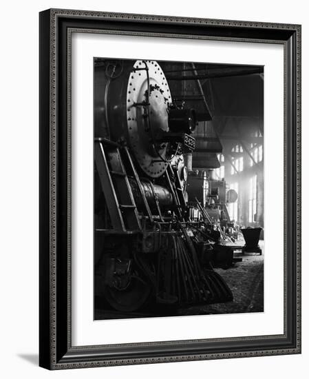 Locomotives in Roundhouse-Jack Delano-Framed Photographic Print