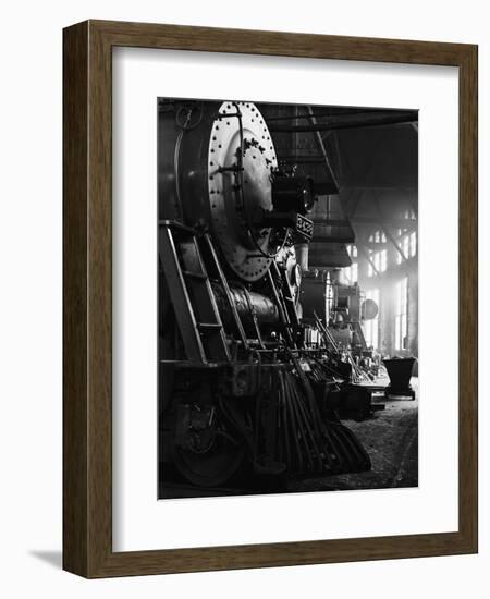 Locomotives in Roundhouse-Jack Delano-Framed Photographic Print