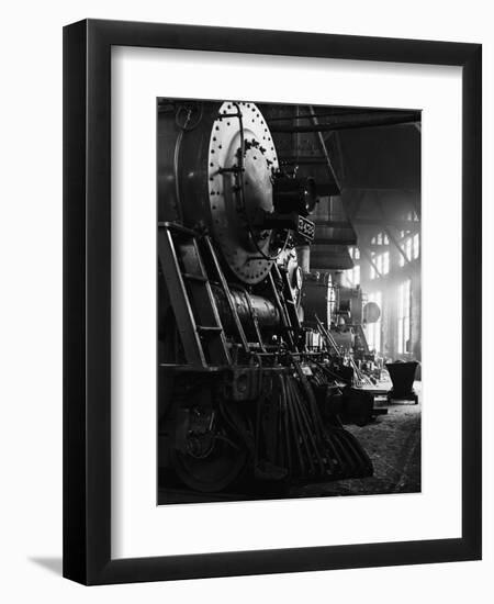 Locomotives in Roundhouse-Jack Delano-Framed Photographic Print