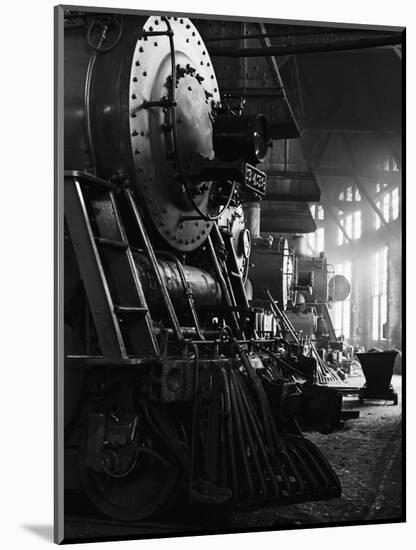 Locomotives in Roundhouse-Jack Delano-Mounted Photographic Print