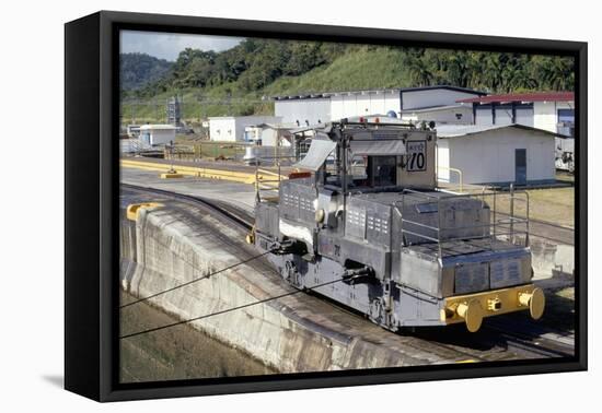 Locomotives Used to Pull Ships Through the Locks, Panama Canal, Panama, Central America-Mark Chivers-Framed Premier Image Canvas