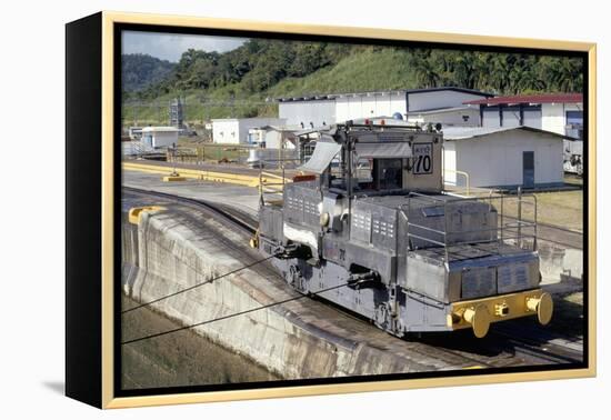 Locomotives Used to Pull Ships Through the Locks, Panama Canal, Panama, Central America-Mark Chivers-Framed Premier Image Canvas