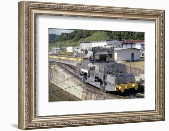 Locomotives Used to Pull Ships Through the Locks, Panama Canal, Panama, Central America-Mark Chivers-Framed Photographic Print