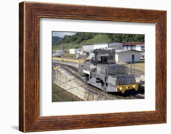 Locomotives Used to Pull Ships Through the Locks, Panama Canal, Panama, Central America-Mark Chivers-Framed Photographic Print