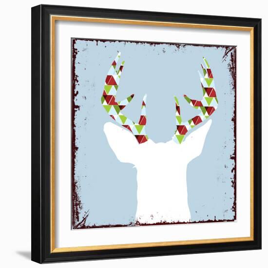 Lodge Christmas Deer 2-null-Framed Giclee Print