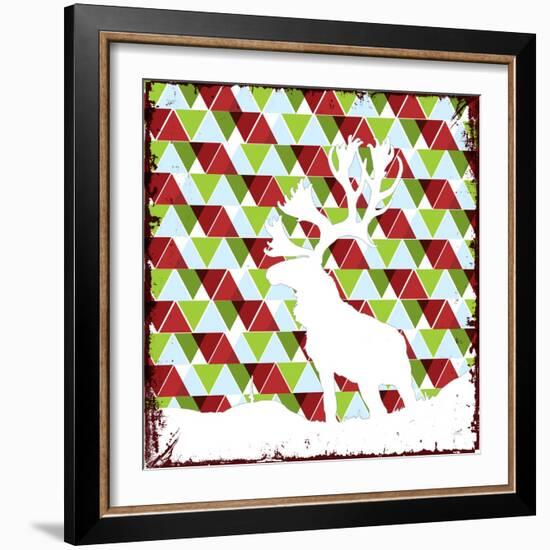 Lodge Christmas Deer-null-Framed Giclee Print