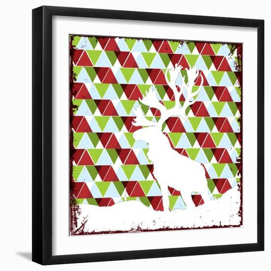 Lodge Christmas Deer-null-Framed Giclee Print