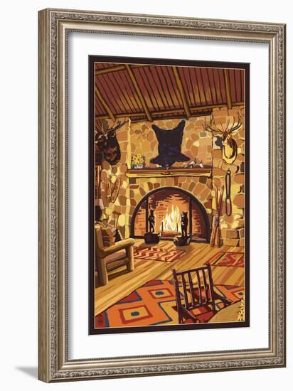 Lodge Interior-Lantern Press-Framed Art Print