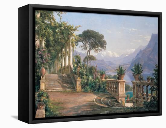 Lodge on lake Como-Carl Frederic Aagaard-Framed Stretched Canvas