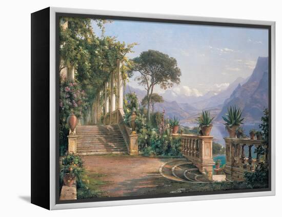 Lodge on lake Como-Carl Frederic Aagaard-Framed Stretched Canvas