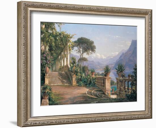 Lodge on lake Como-Carl Frederic Aagaard-Framed Art Print