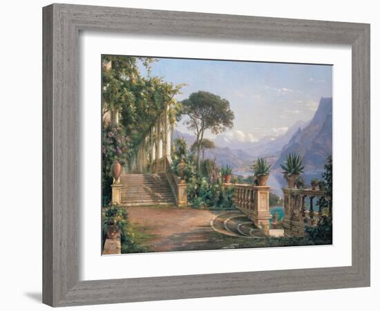 Lodge on lake Como-Carl Frederic Aagaard-Framed Art Print