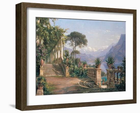 Lodge on lake Como-Carl Frederic Aagaard-Framed Art Print