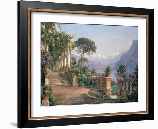 Lodge on lake Como-Carl Frederic Aagaard-Framed Art Print