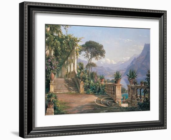 Lodge on lake Como-Carl Frederic Aagaard-Framed Art Print