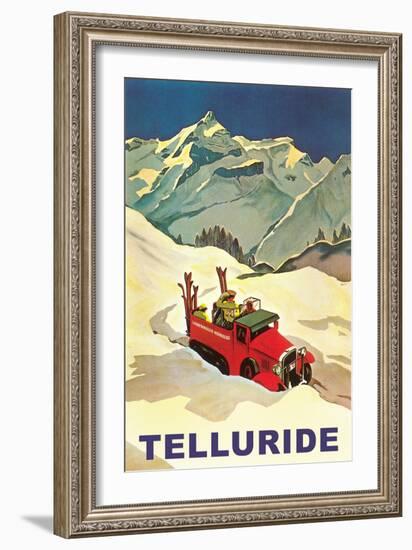 Lodge Vehicle in Snow at Telluride, Colorado-null-Framed Art Print