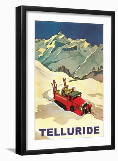 Lodge Vehicle in Snow at Telluride, Colorado-null-Framed Art Print