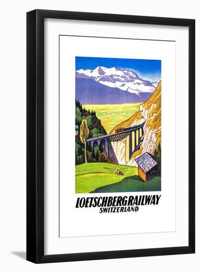 Loetschberg Railway Switzerland-Eugen Henziross-Framed Art Print