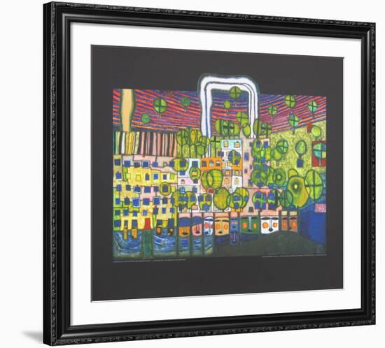 Loewengasse, c.1980-1982-Friedensreich Hundertwasser-Framed Collectable Print