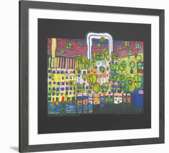 Loewengasse, c.1980-1982-Friedensreich Hundertwasser-Framed Collectable Print