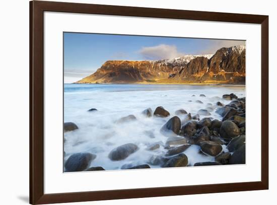 Lofoten islands, Norway, Europe. The last lights of the sunset on the beach.-ClickAlps-Framed Photographic Print