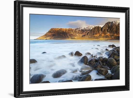 Lofoten islands, Norway, Europe. The last lights of the sunset on the beach.-ClickAlps-Framed Photographic Print